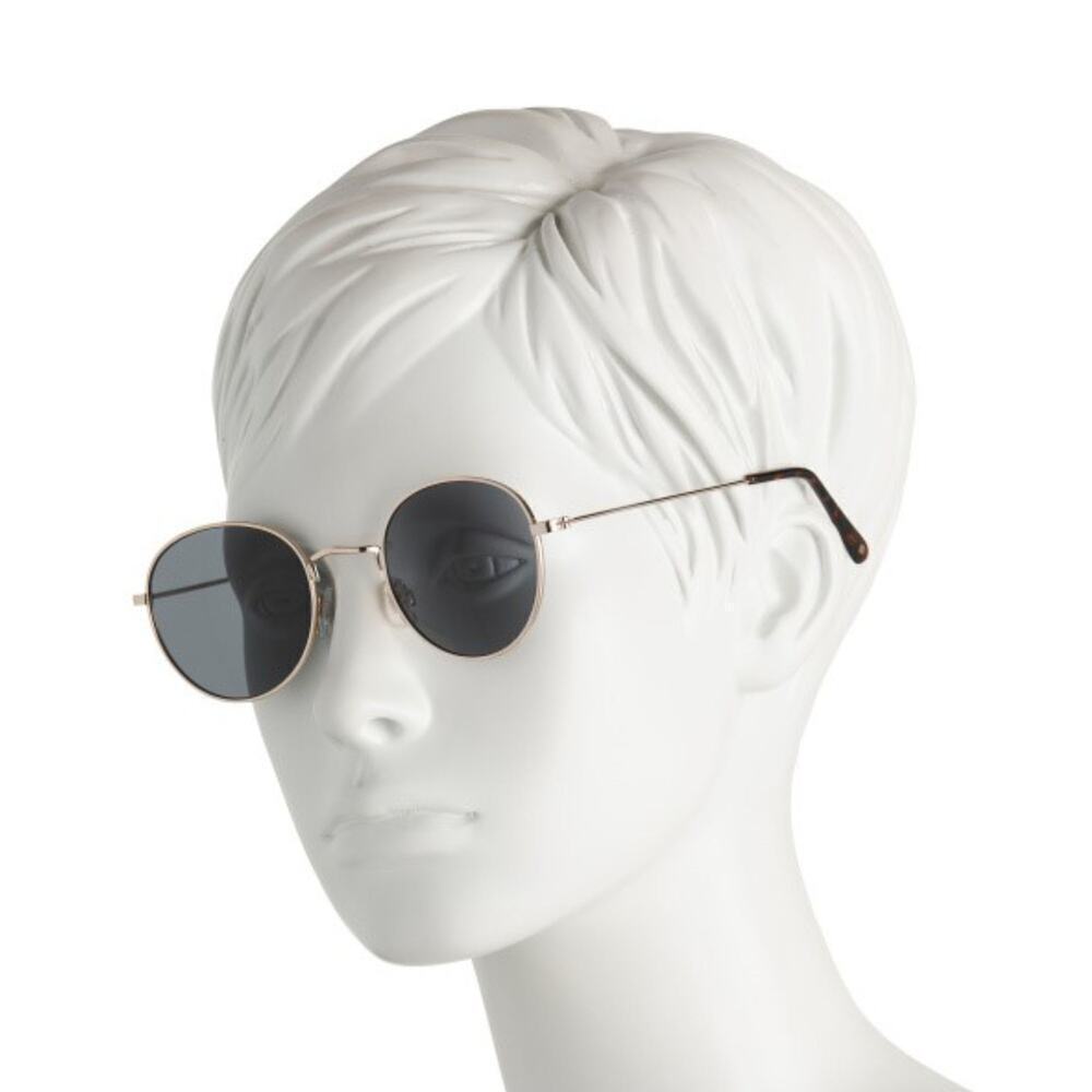 NWT Lucky Brand Women's Nelson 51mm Gold Tone Metal Frame Round Sunglasses